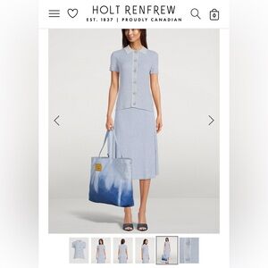 SAMSOE Light Blue Ribbed Knit Top and Skirt set.